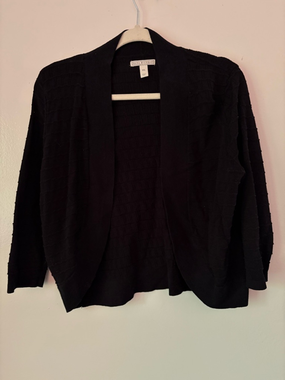 Dana Buchman Black Open-Front Knit Cardigan